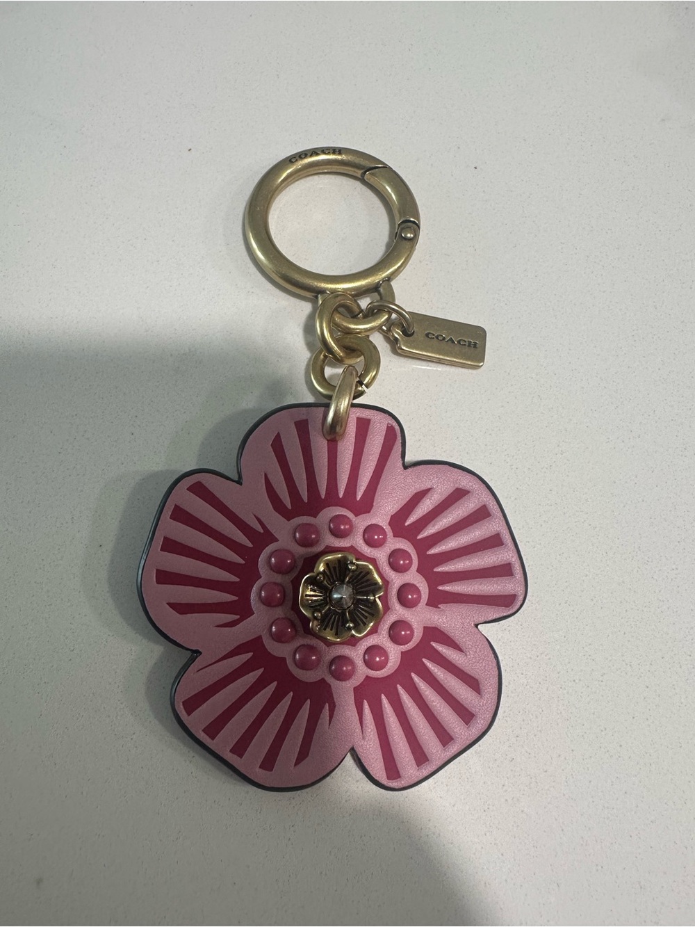 Coach Tea Rose Bag Charm pink